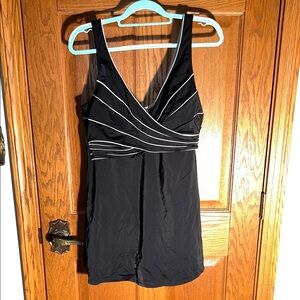 Black Sleeveless Dress with White Accents